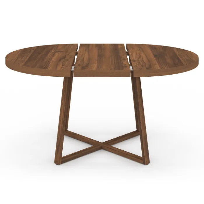 Table à manger extensible ronde 4-8 personnes noyer 110-150 cm