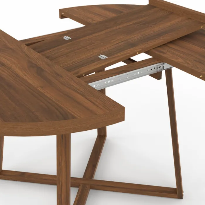 Table à manger extensible ronde 4-8 personnes noyer 110-150 cm
