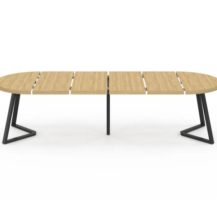 Table à manger extensible ronde SELMA 4-10 personnes bois effet hêtre 110-300 cm