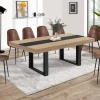 Table à manger extensible bois et bande centrale noire