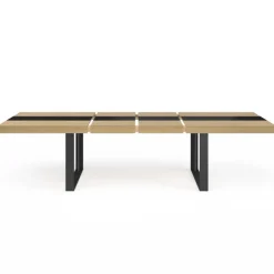 Table à manger extensible bois et bande centrale noire
