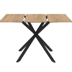 Table à manger extensible carrée 80-120 cm 4-6 personnes pied araignée bois et noir