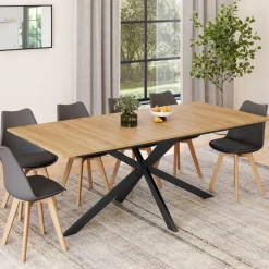 Table à manger extensible 8-12 personnes bois et noir
