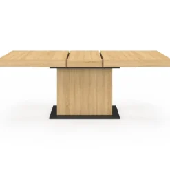 Table à manger extensible rectangle bois et socle noir
