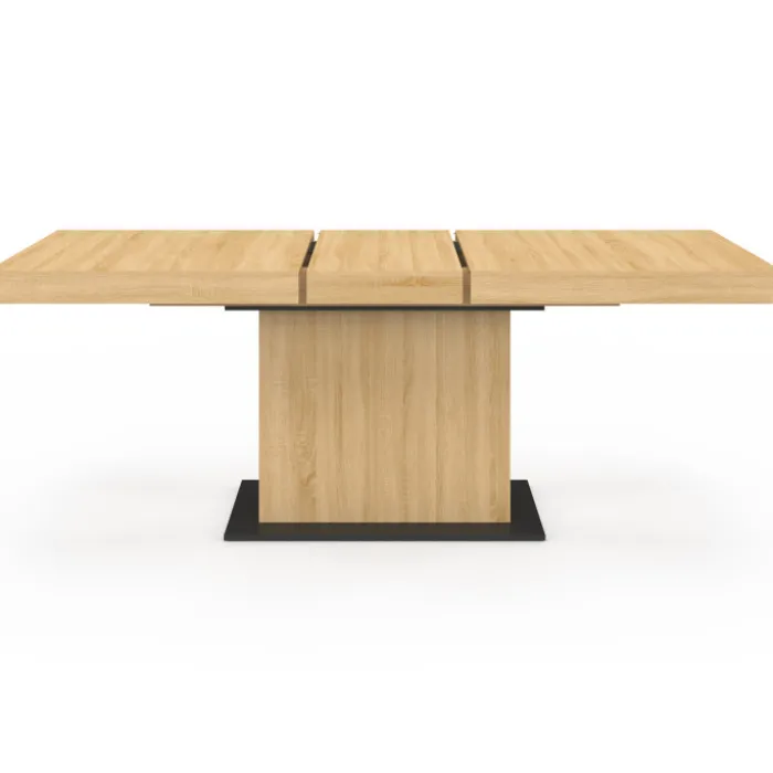 Table à manger extensible rectangle bois et socle noir