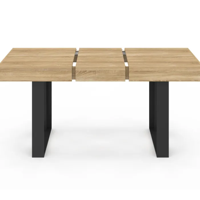 Table à manger extensible 120-160 cm 4-6 personnes noire et bois