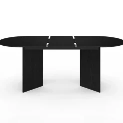 Table à manger extensible ovale 6 -10 personnes bois noir 160-200 cm