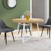 Table à manger extensible ronde 4-10 personnes bois et blanc 110-200 cm