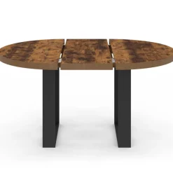 Table à manger extensible ronde 4-6 personnes bois foncé effet vieilli et noir