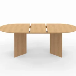 Table à manger extensible ovale 160-200 cm bois façon hêtre 6-10 personnes