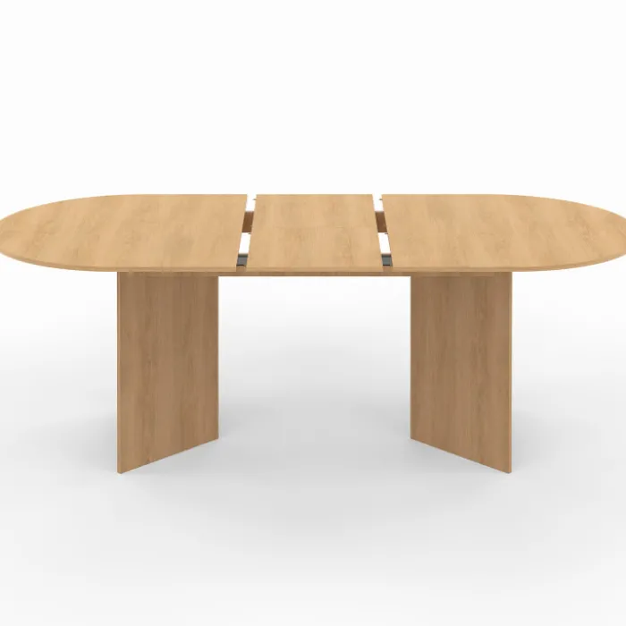 Table à manger extensible ovale 160-200 cm bois façon hêtre 6-10 personnes