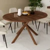 Table à manger extensible ronde 4-8 personnes pied araignée noyer 110-150 cm