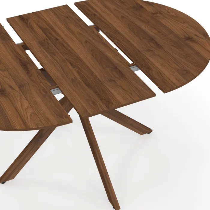 Table à manger extensible ronde 4-8 personnes pied araignée noyer 110-150 cm