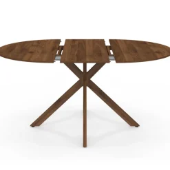 Table à manger extensible ronde 4-8 personnes pied araignée noyer 110-150 cm