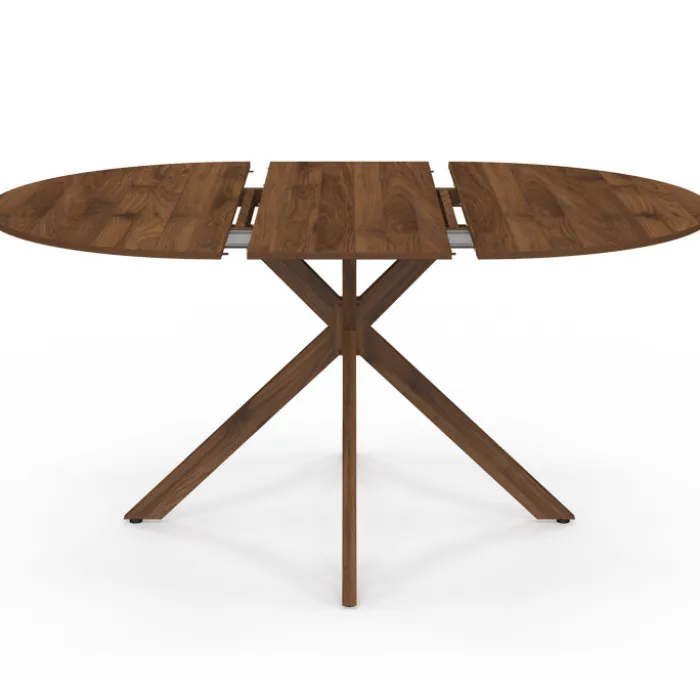 Table à manger extensible ronde 4-8 personnes pied araignée noyer 110-150 cm