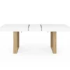 Table à manger extensible rectangulaire 160-200 cm pour 4 à 8 personnes en blanc et bois
