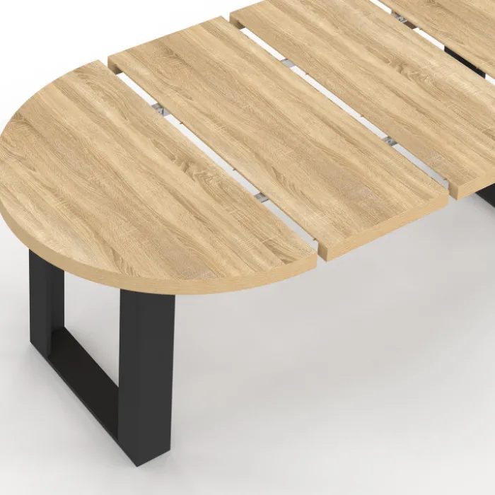 Table à manger extensible ronde 4-10 personnes bois et noir 110-200 cm