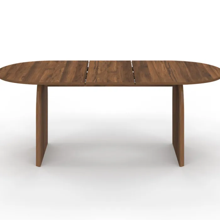 Table à manger extensible ovale japandi 160-200 cm pour 6 à 10 personnes en noyer