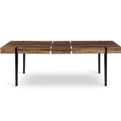 Table à manger extensible en bois pieds épingle noir 8-12 personnes 200-240 cm