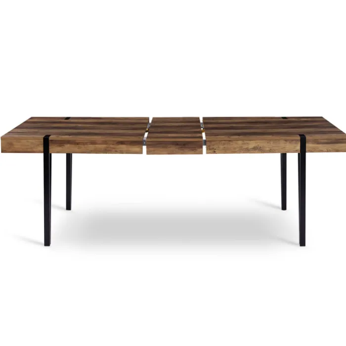 Table à manger extensible en bois pieds épingle noir 8-12 personnes 200-240 cm