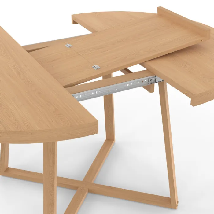Table à manger extensible ronde 4-8 personnes bois effet hêtre 110-150 cm