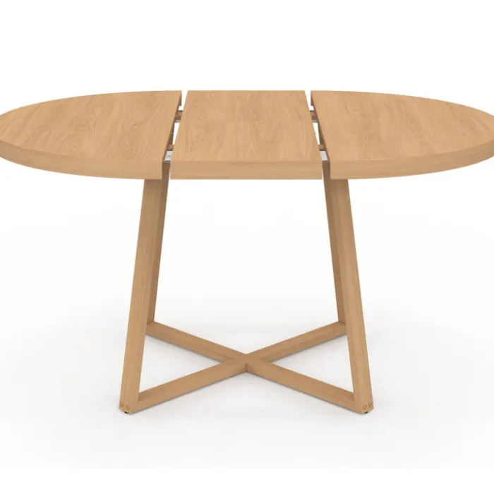 Table à manger extensible ronde 4-8 personnes bois effet hêtre 110-150 cm