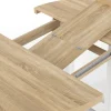 Table à manger extensible ronde bois et blanc 110-150 cm pour 4 à 6 personnes