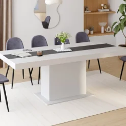 Table à manger extensible rectangle blanche 160x200 cm