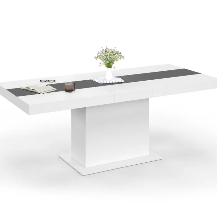 Table à manger extensible rectangle blanche 160x200 cm