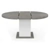 Table à manger extensible ronde 4-8 personnes béton et blanc 120-160 cm