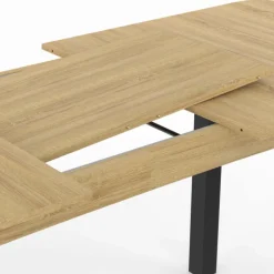 Table à manger extensible rectangulaire bois et noir