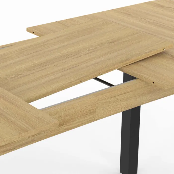 Table à manger extensible rectangulaire bois et noir