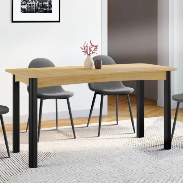 Table à manger extensible rectangulaire bois et noir