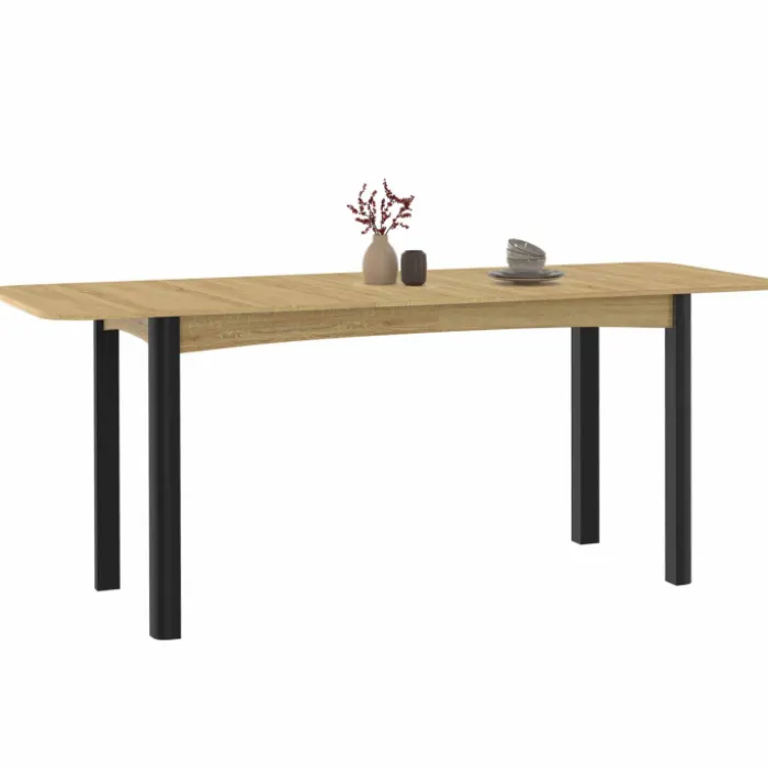 Table à manger extensible rectangulaire bois et noir
