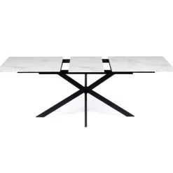 Table à manger extensible effet marbre blanc