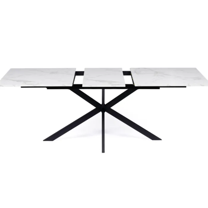 Table à manger extensible effet marbre blanc