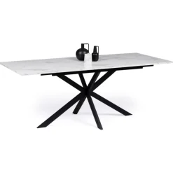 Table à manger extensible effet marbre blanc