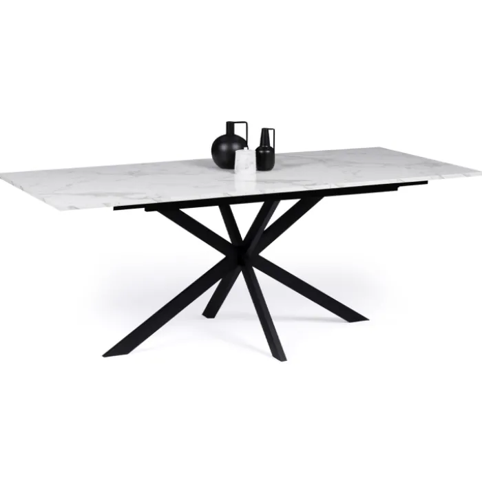 Table à manger extensible effet marbre blanc