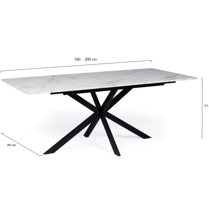 Table à manger extensible effet marbre blanc