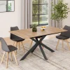 Table à manger extensible 6-10 personnes bois et noir 160-200 cm