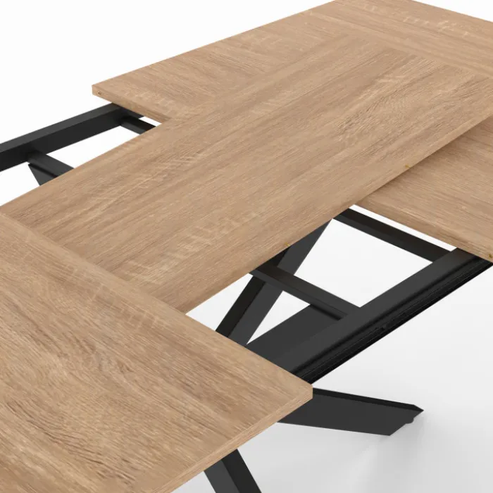 Table à manger extensible 6-10 personnes bois et noir 160-200 cm