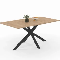 Table à manger extensible 6-10 personnes bois et noir 160-200 cm