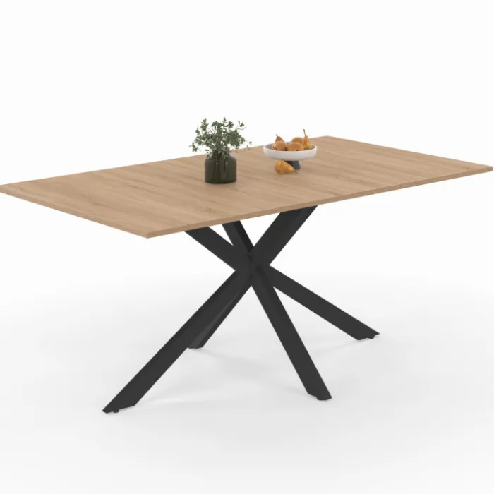 Table à manger extensible 6-10 personnes bois et noir 160-200 cm