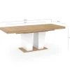 Table à manger extensible avec pied central bois et blanc