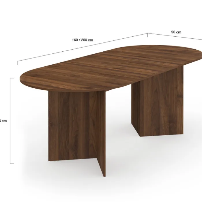 Table à manger extensible ovale 6-10 personnes en noyer