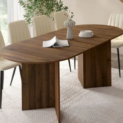 Table à manger extensible ovale 6-10 personnes en noyer