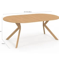 Table à manger extensible ronde 4-10 personnes pied araignée bois effet hêtre 110-200 cm