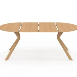 Table à manger extensible ronde 4-10 personnes pied araignée bois effet hêtre 110-200 cm
