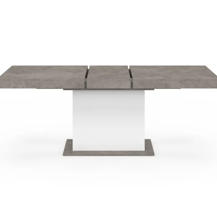 Table à manger extensible béton et blanc 6-10 personnes 160-200 cm
