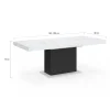 Table à manger extensible 160-200 cm 6-10 personnes plateau effet marbre blanc pied noir